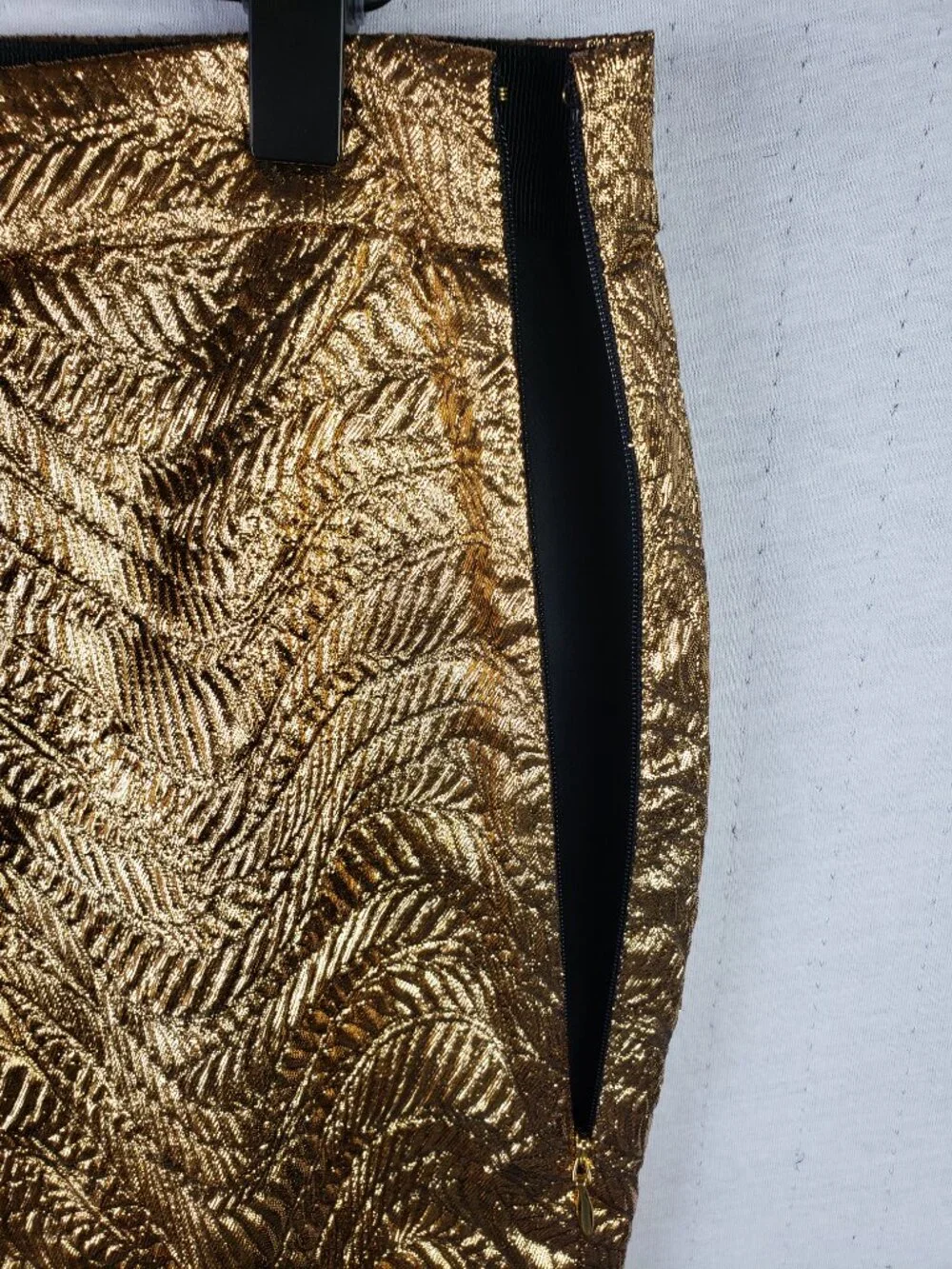 J CREW Collection High-Rise Cigarette Pant Metallic Gold Leaf Print Jacquard 8